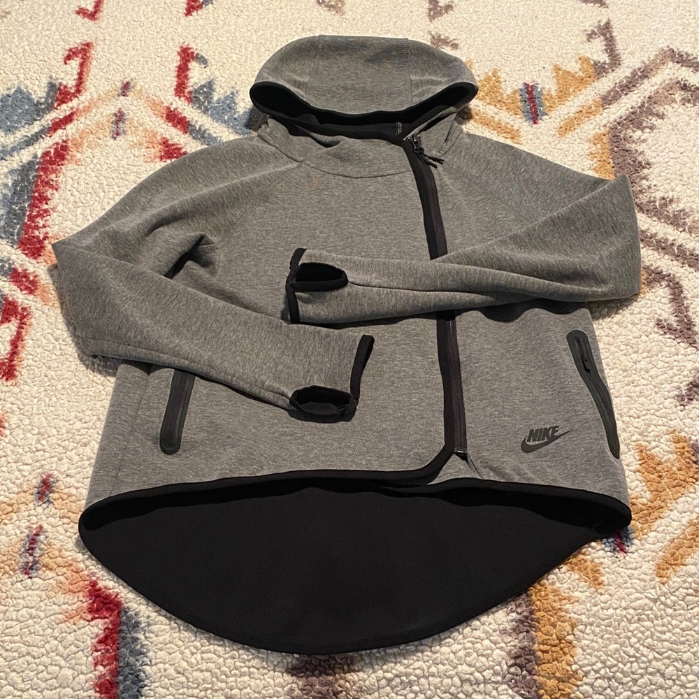 Nike Heather Gray and Black Zip-Up Hoodie